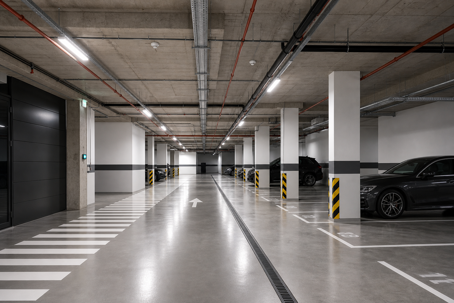 Wykończenia hal garażowych i parkingów
